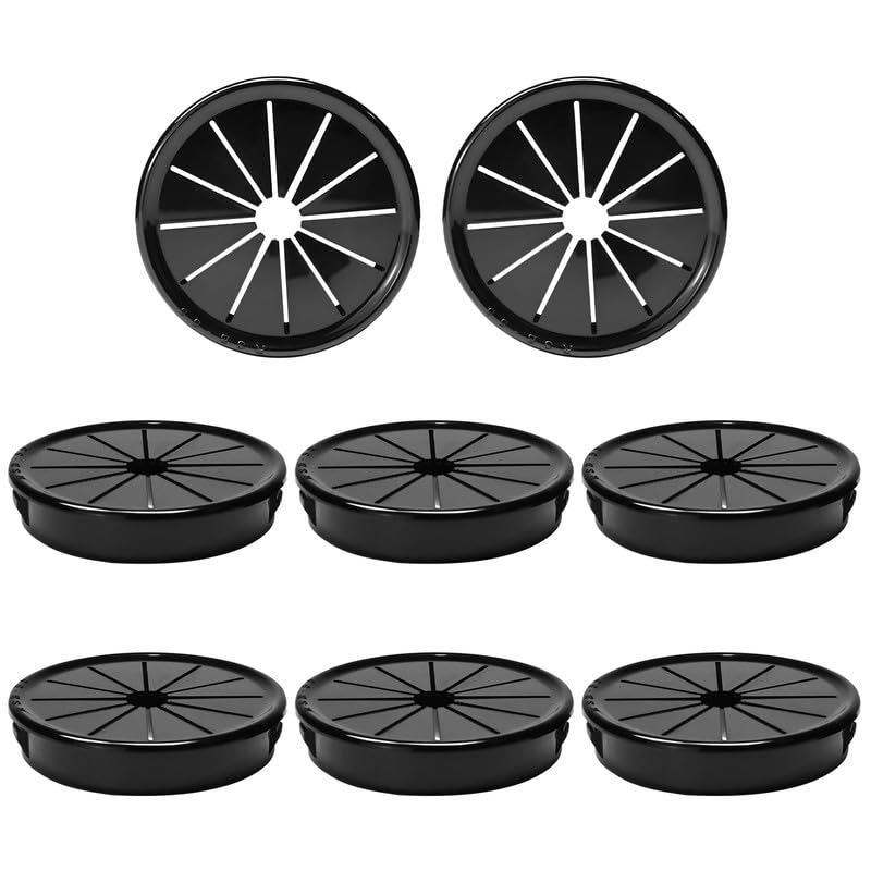 EASYEAH Store 8PCS Cable Grommets, 2-3/16"(55mm) Desk Hole Cover Petal Shaped Buckle Type Nylon Snap Bushing Grommet, Wire Hole Cover Insert for Cables and Cords Management and Protection of Cabinet, Black - Image 1